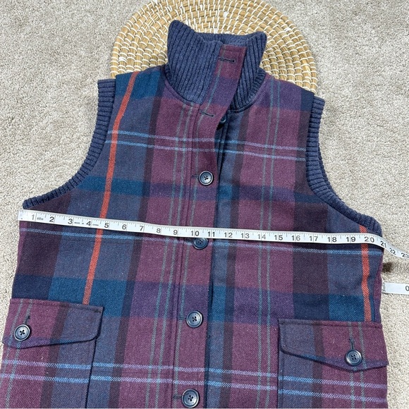 Woolrich Women’s Wool Blend Plaid Vest Full Button Academia in Purple Navy L - Picture 10 of 12
